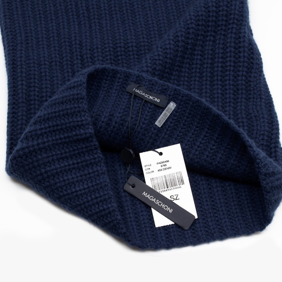 MAGASCHONI Ribbed Wool & Cashmere Neck Warmer in Denim Blue NWT - Picture 6 of 8